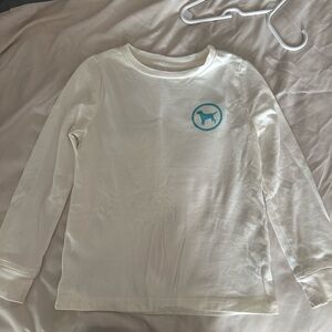 Crown & Ivy Cream Long Sleeve Kids Tee with Blue Emblem